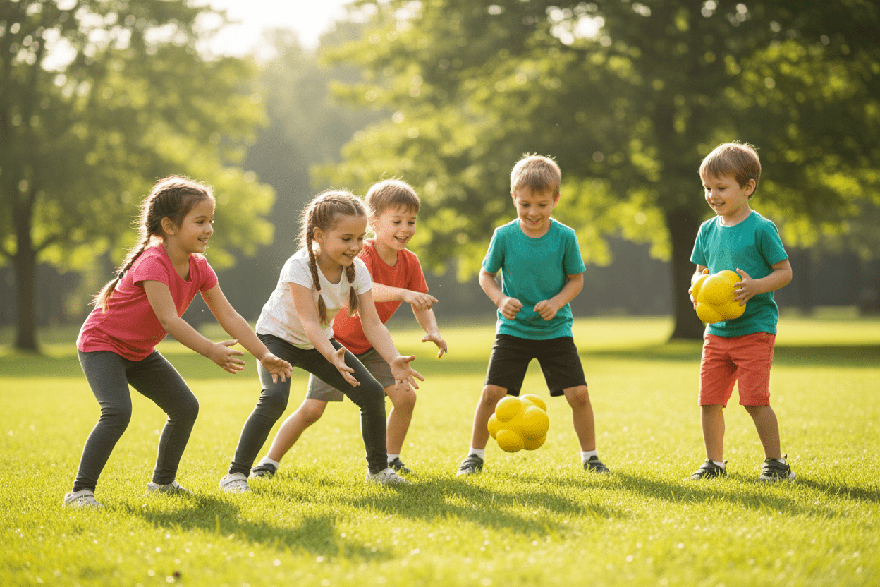 Enfant faisant des exercices de coordination et de réflexes avec la NeuroBall™ — balle à rebonds imprévisibles dès 4 ans